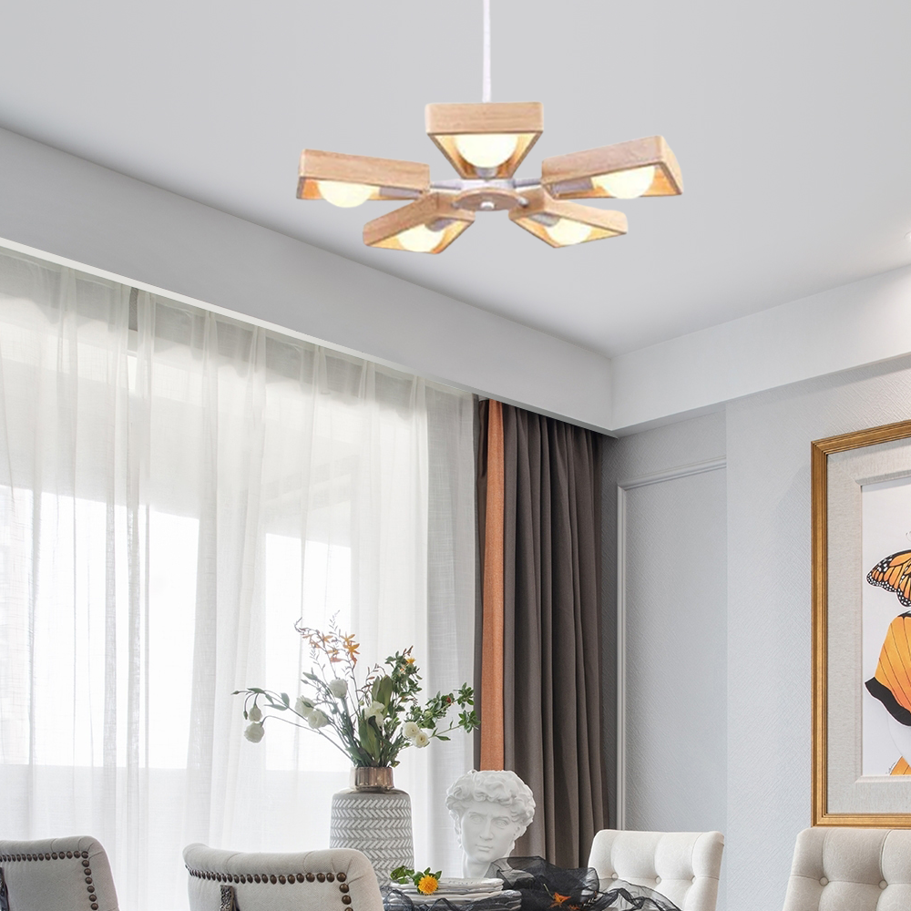 Moderne Kronleuchter LED Geometrisch Metall Holz Wohnzimmer