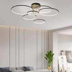 Moderne Deckenleuchte LED Ring Metall Schwarz Wohn/Schlafzimmer