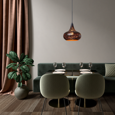 Industrielle Pendelleuchte Schwarz Metall Kuppel Wohnzimmer