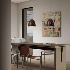 Industrielle Pendelleuchte Schwarz Metall Kuppel Wohnzimmer