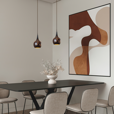 Industrielle Pendelleuchte Schwarz Metall Kuppel Wohnzimmer