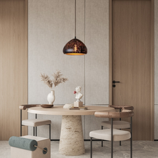 Industrielle Pendelleuchte Schwarz Metall Kuppel Wohnzimmer