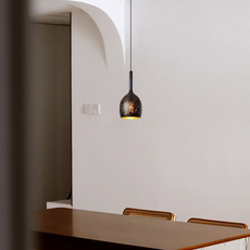 Industrielle Pendelleuchte Schwarz Metall Kuppel Wohnzimmer