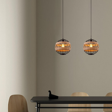 Vintage Pendelleuchte LED Globular Schwarz Metall Esszimmer