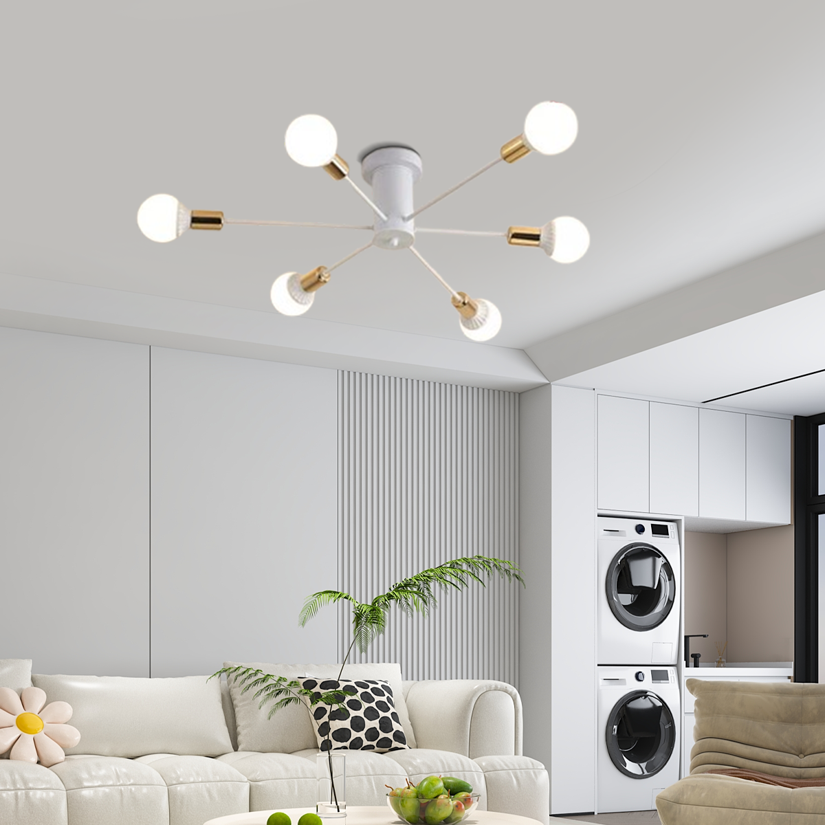 Moderne Deckenleuchte Weiß/Schwarz/Gold Metall Bubble Schlafzimmer