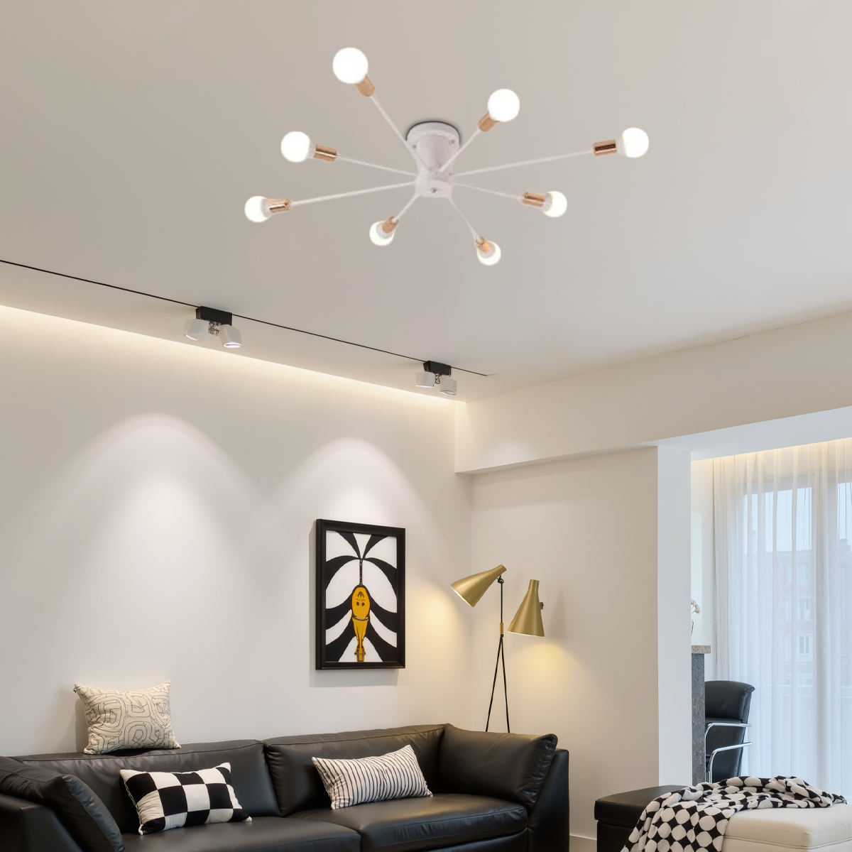Moderne Deckenleuchte Weiß/Schwarz/Gold Metall Bubble Schlafzimmer