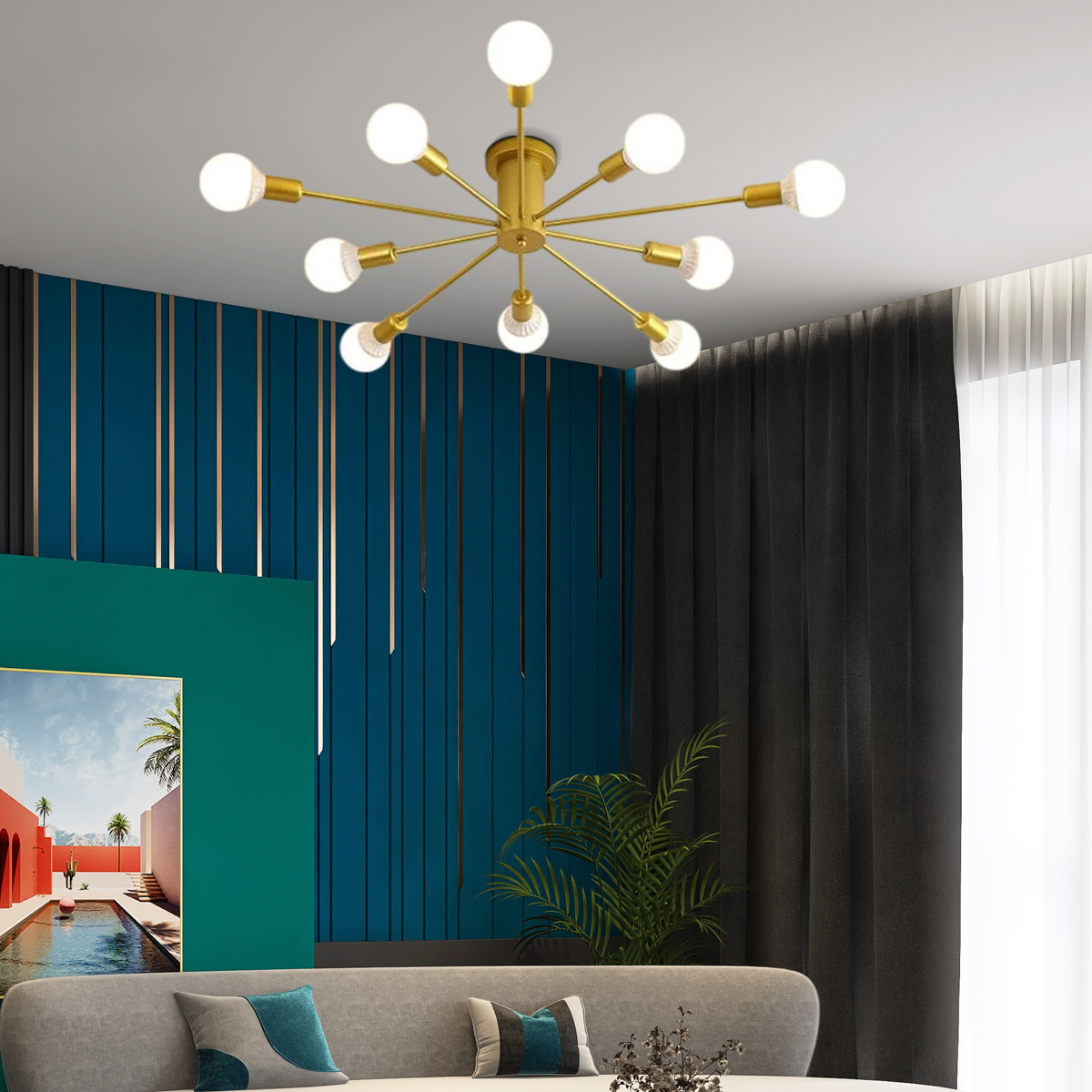 Moderne Deckenleuchte Weiß/Schwarz/Gold Metall Bubble Schlafzimmer