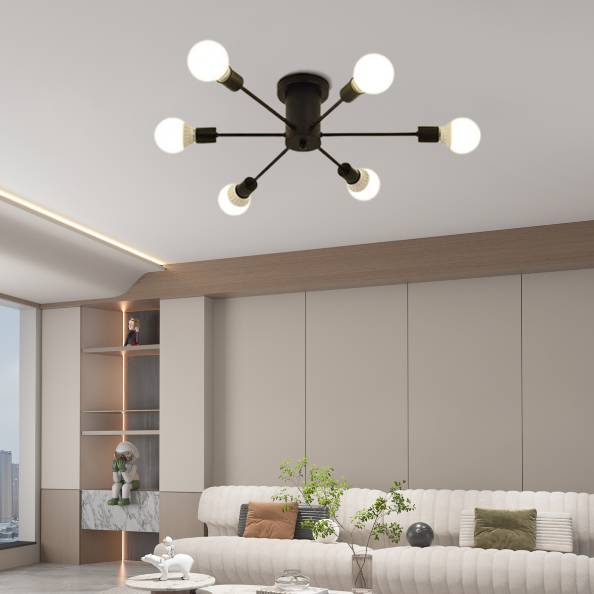Moderne Deckenleuchte Weiß/Schwarz/Gold Metall Bubble Schlafzimmer