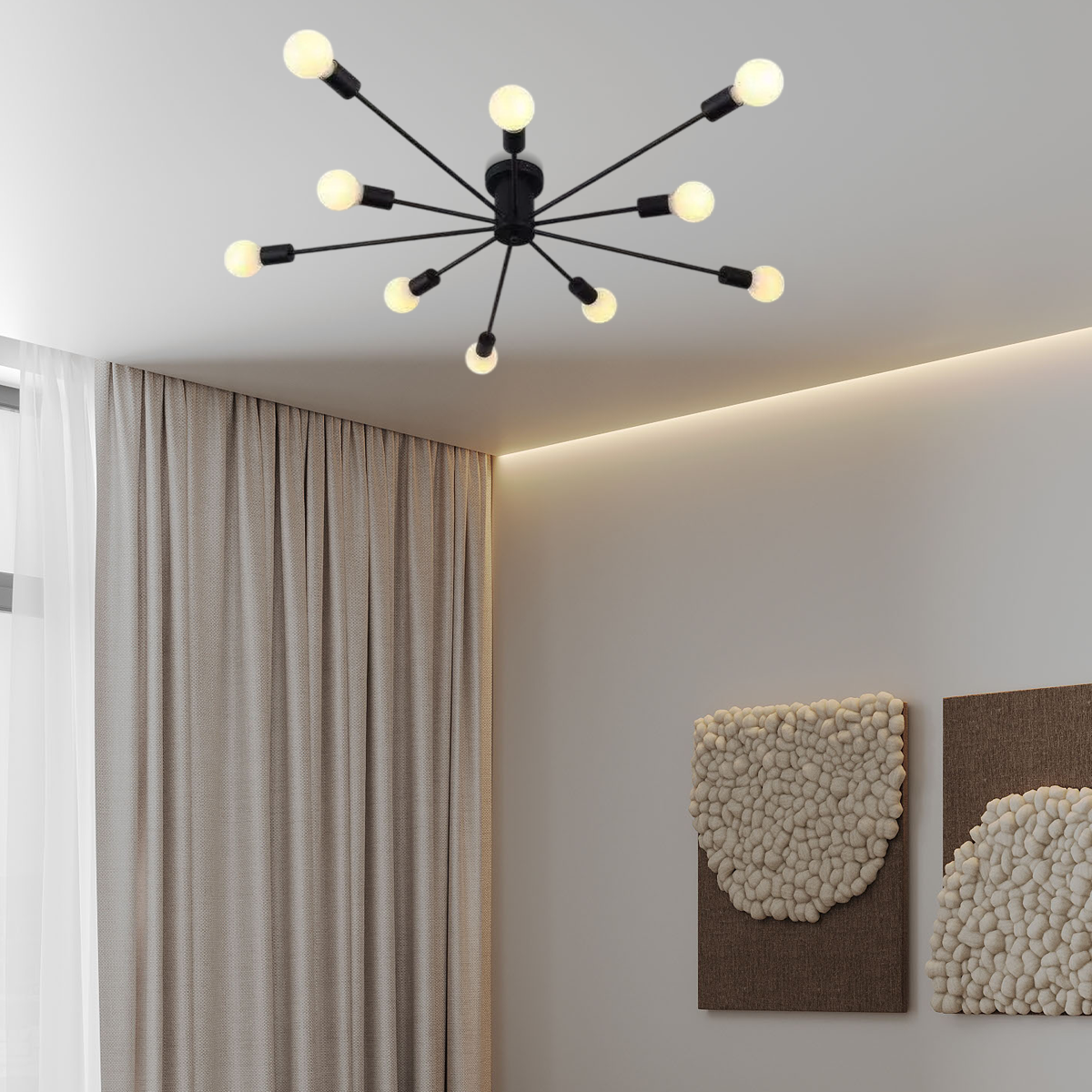 Moderne Deckenleuchte Weiß/Schwarz/Gold Metall Bubble Schlafzimmer