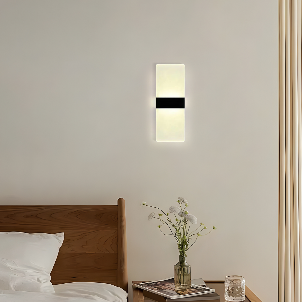 Modern Wandlampe LED Rechteckig Gold Metall/Acryl Schlafzimmer