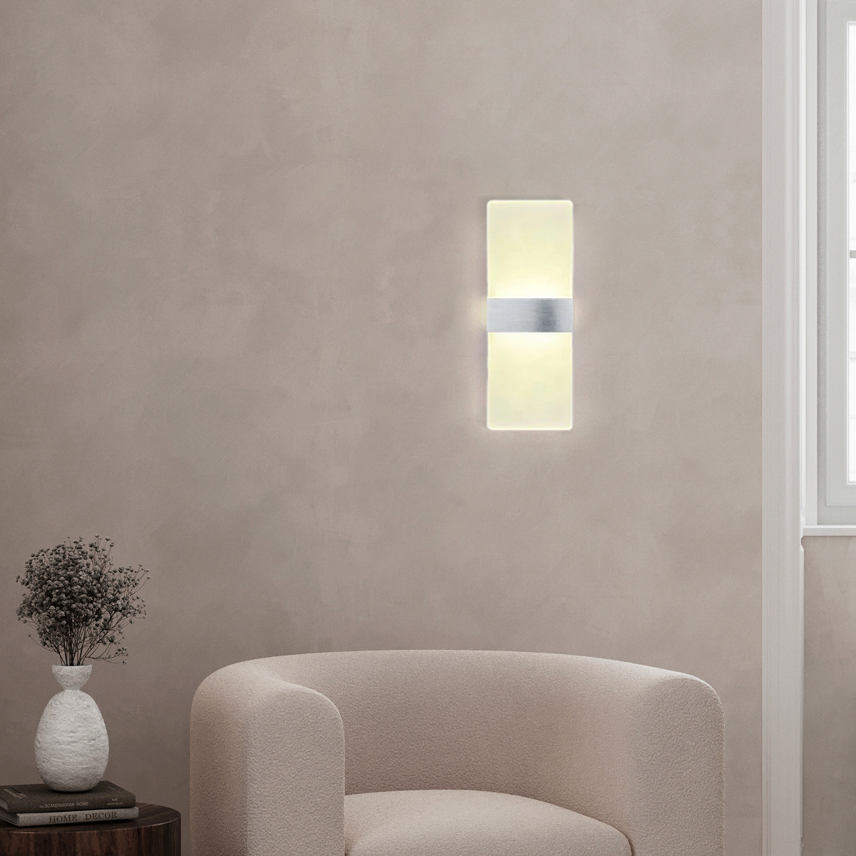 Modern Wandlampe LED Rechteckig Gold Metall/Acryl Schlafzimmer