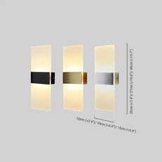 Modern Wandlampe LED Rechteckig Gold Metall/Acryl Schlafzimmer