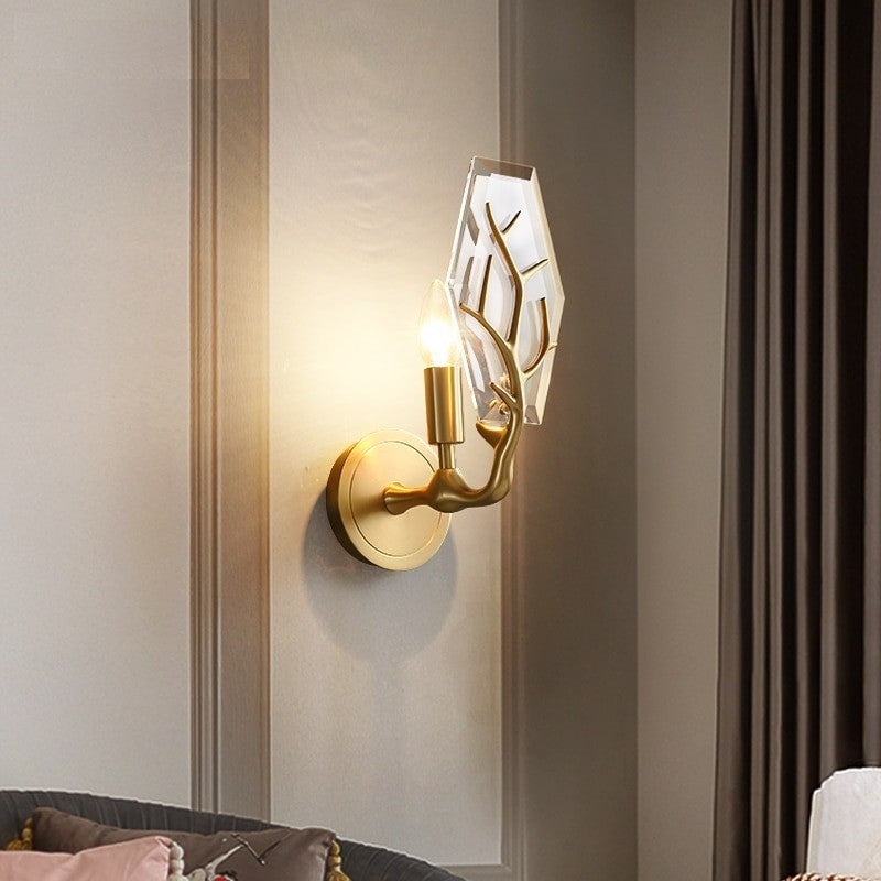 Modern Wandlampe Metall/Kristall Gold Schlafzimmer