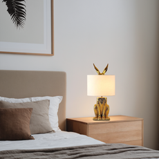 Art Deco Tischlampe Kaninchenform Gold Metall Resin Schlafzimmer