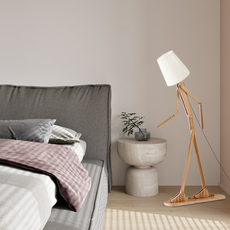 Art Deco Tischlampe/Stehlampe LED Kappenförmig Holz Wohnzimmer