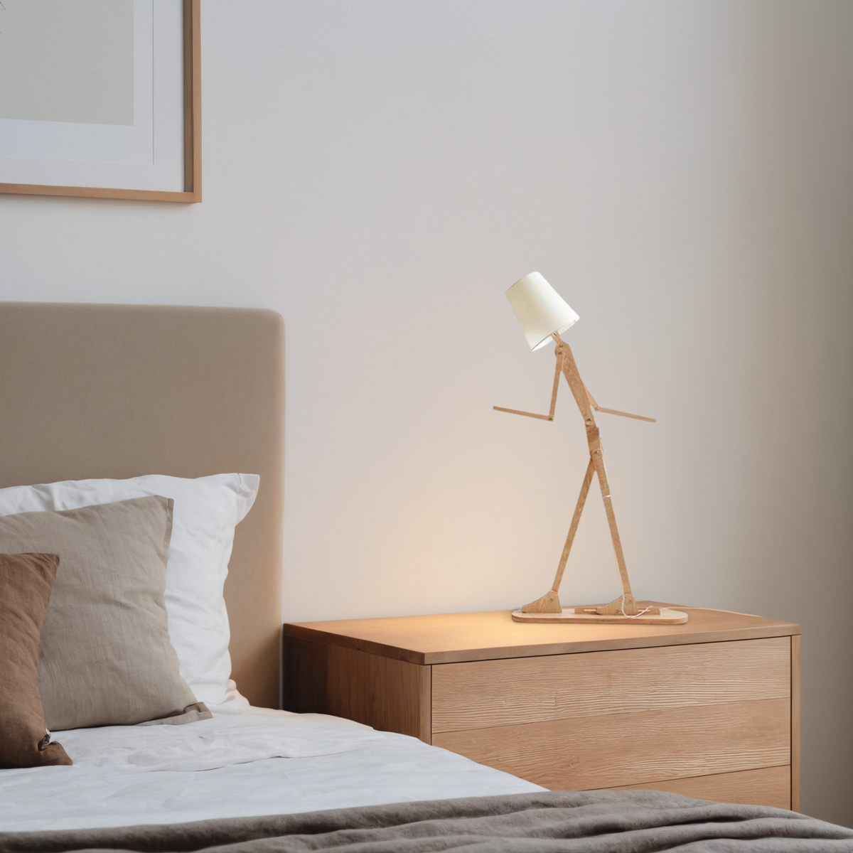 Art Deco Tischlampe/Stehlampe LED Kappenförmig Holz Wohnzimmer