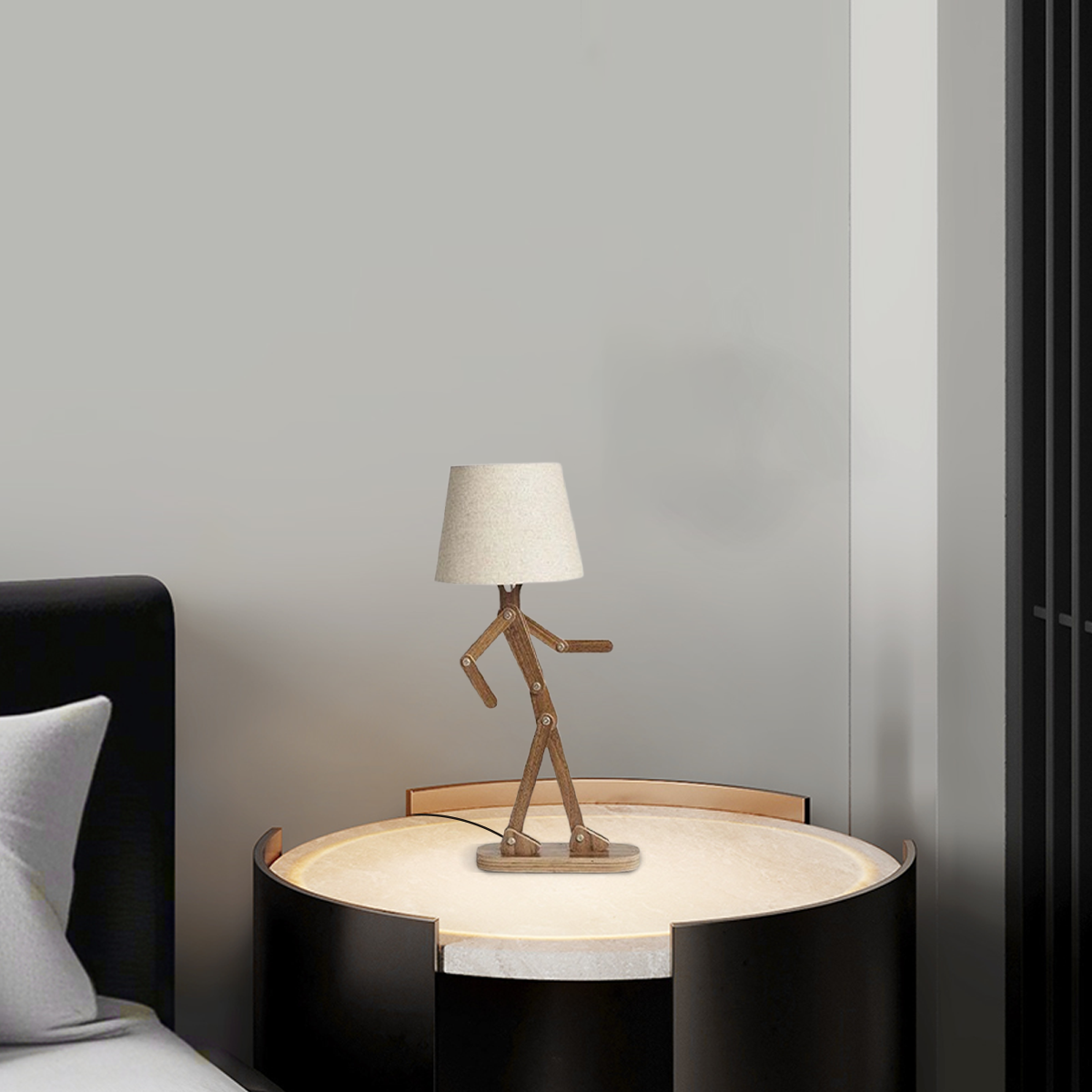 Art Deco Tischlampe/Stehlampe LED Kappenförmig Holz Wohnzimmer