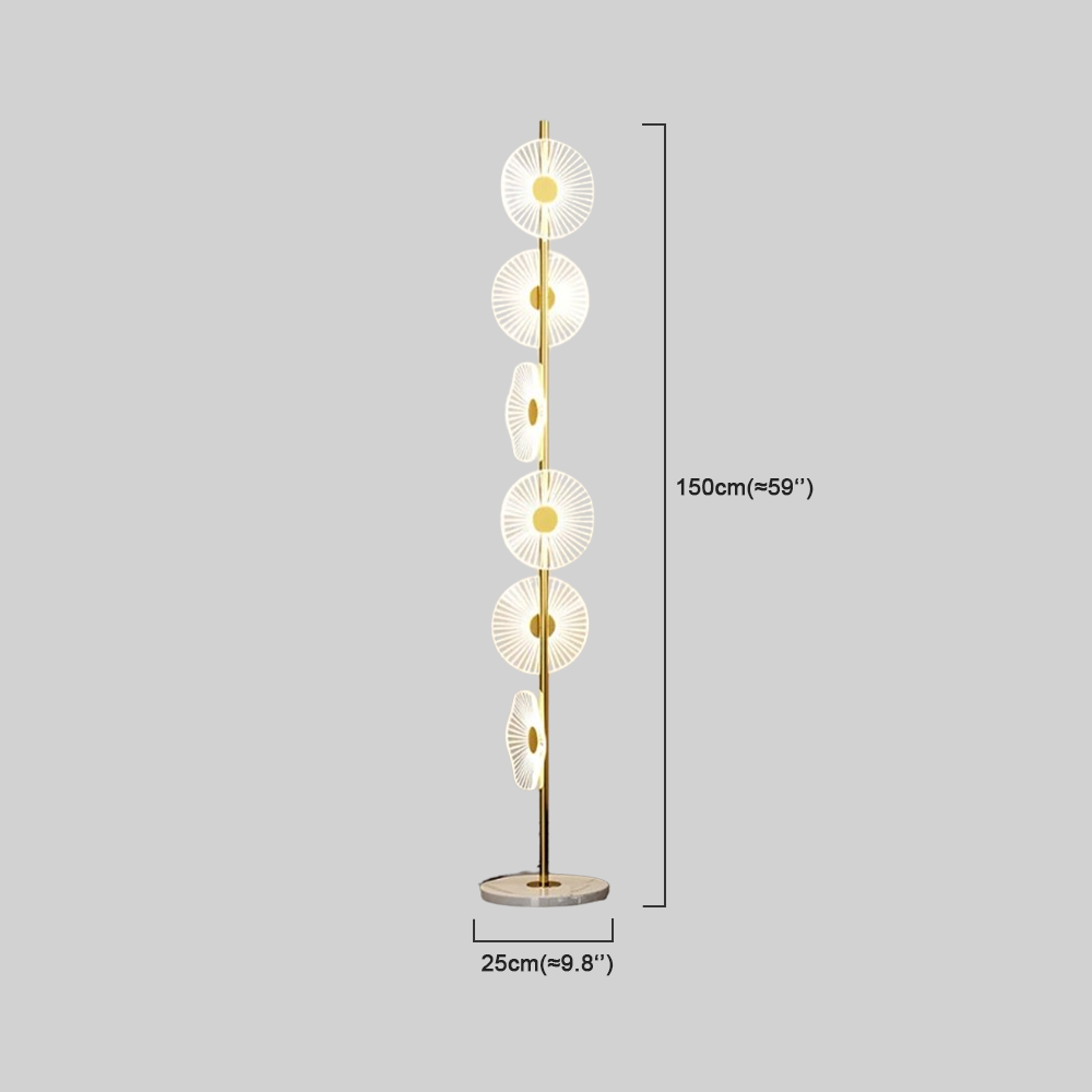 Art Deco Stehlampe LED Blumen Gold Metall Wohnzimmer