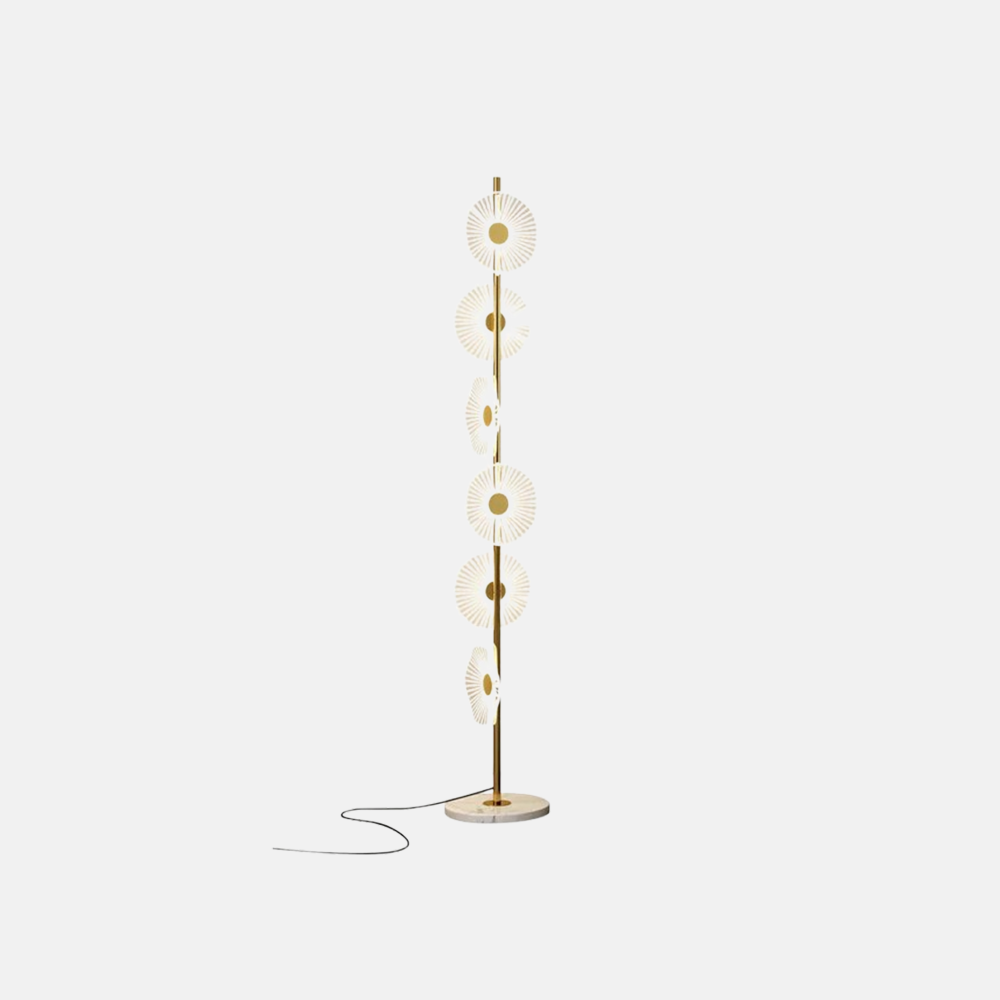 Art Deco Stehlampe LED Blumen Gold Metall Wohnzimmer