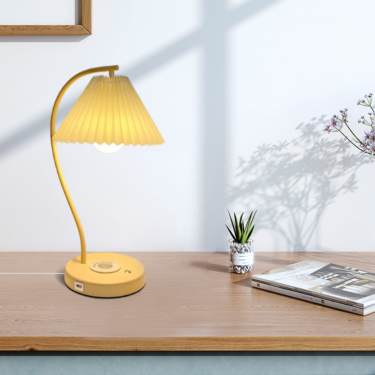Minimalistisch Tischlampe LED Stoff/Metall Beige Schlafzimmer