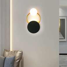 Minimalistisch Wandlampe LED Ring Glas/Metall Gold/Schwarz Schlafzimmer
