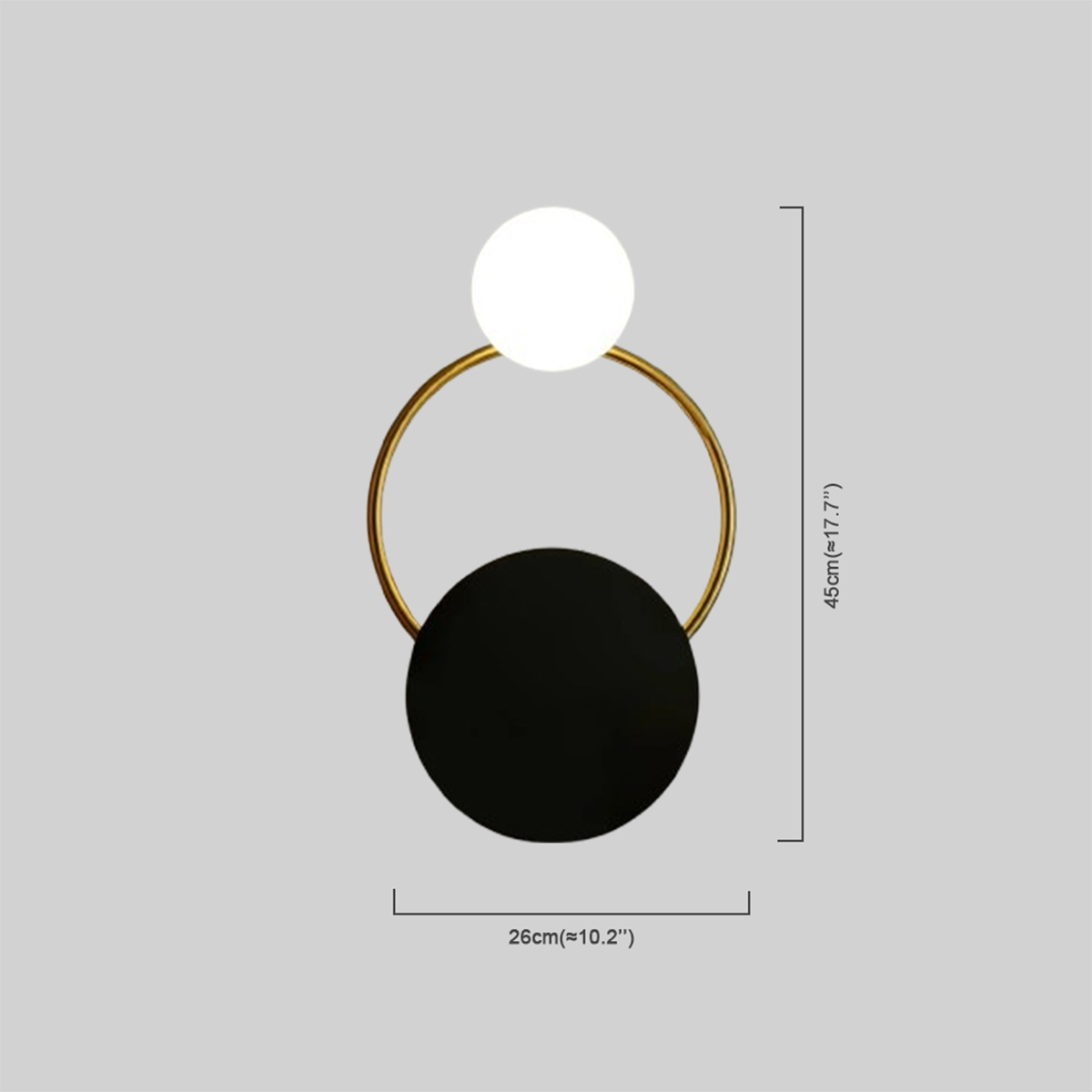 Minimalistisch Wandlampe LED Ring Glas/Metall Gold/Schwarz Schlafzimmer