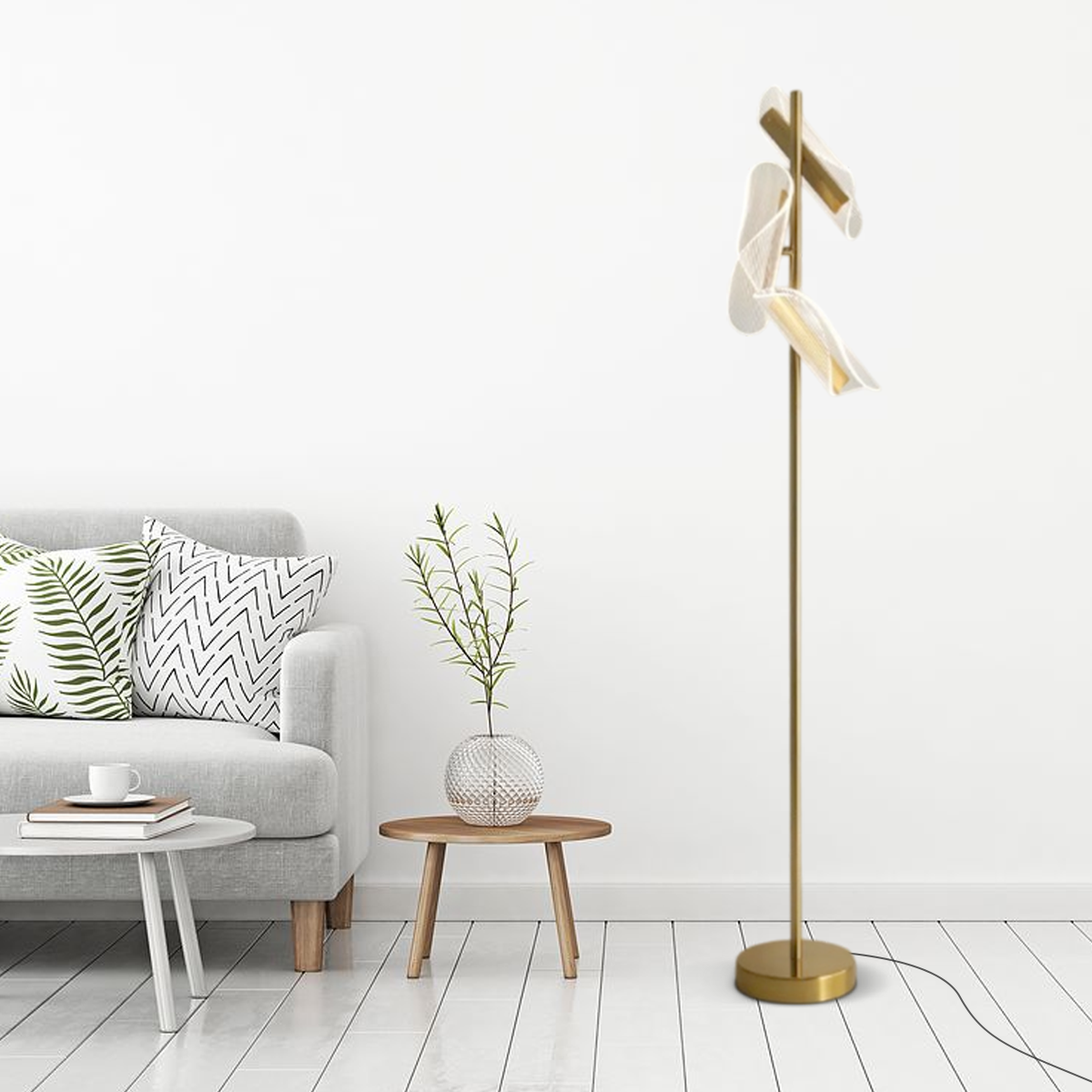 Modern Stehleuchte LED Linear Gold Acryl Metall Schlafzimmer