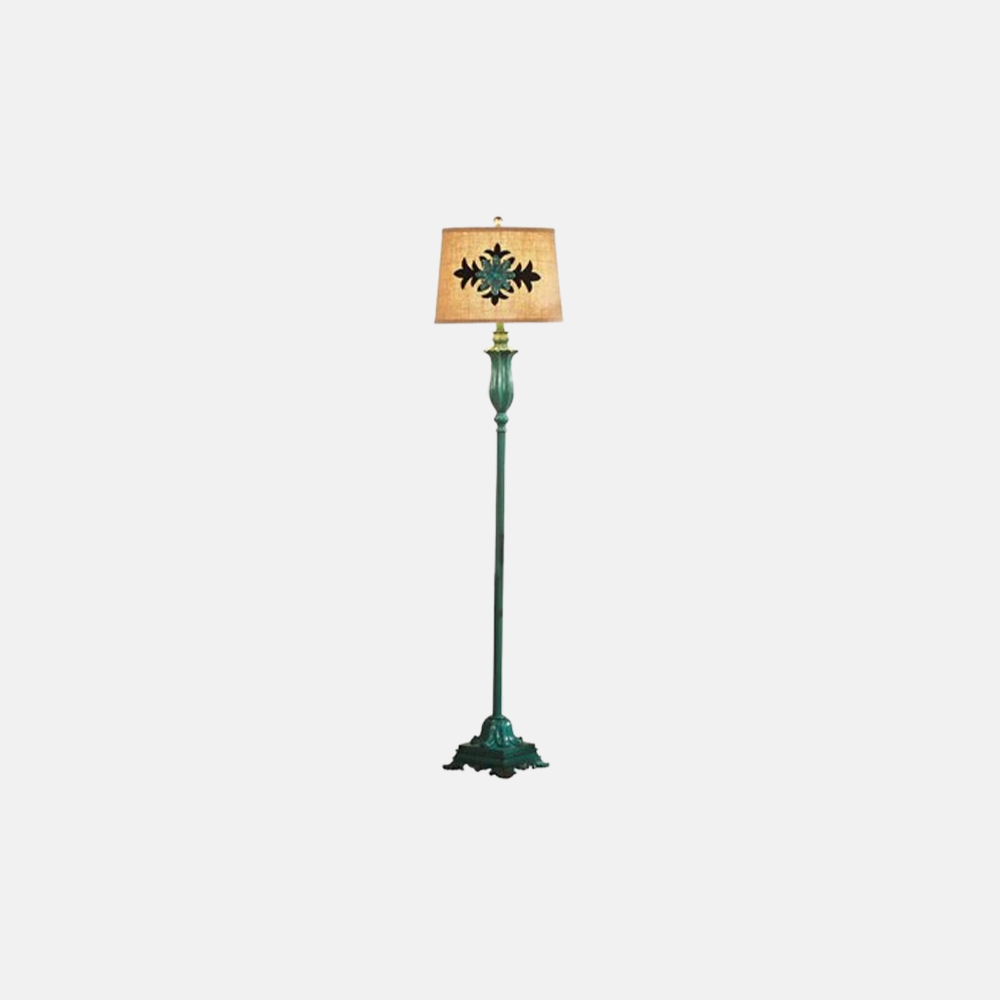 Vintage Stehleuchte LED Grün Metall Resin Wohnzimmer