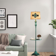 Vintage Stehleuchte LED Grün Metall Resin Wohnzimmer
