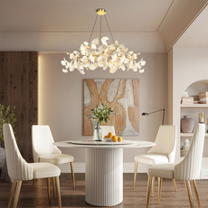Modern Kronleuchter LED Ginko-Blatt Keramik Metall Wohnzimmer