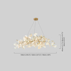 Modern Kronleuchter LED Ginko-Blatt Keramik Metall Wohnzimmer