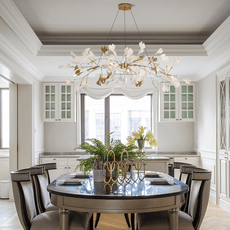 Moderne Kronleuchter Gold/Schwarz Keramik/Metall Wohn/Esszimmer