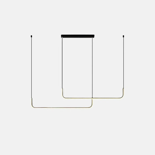 Minimalistische Pendelleuchte LED Lineare Gold Metall 