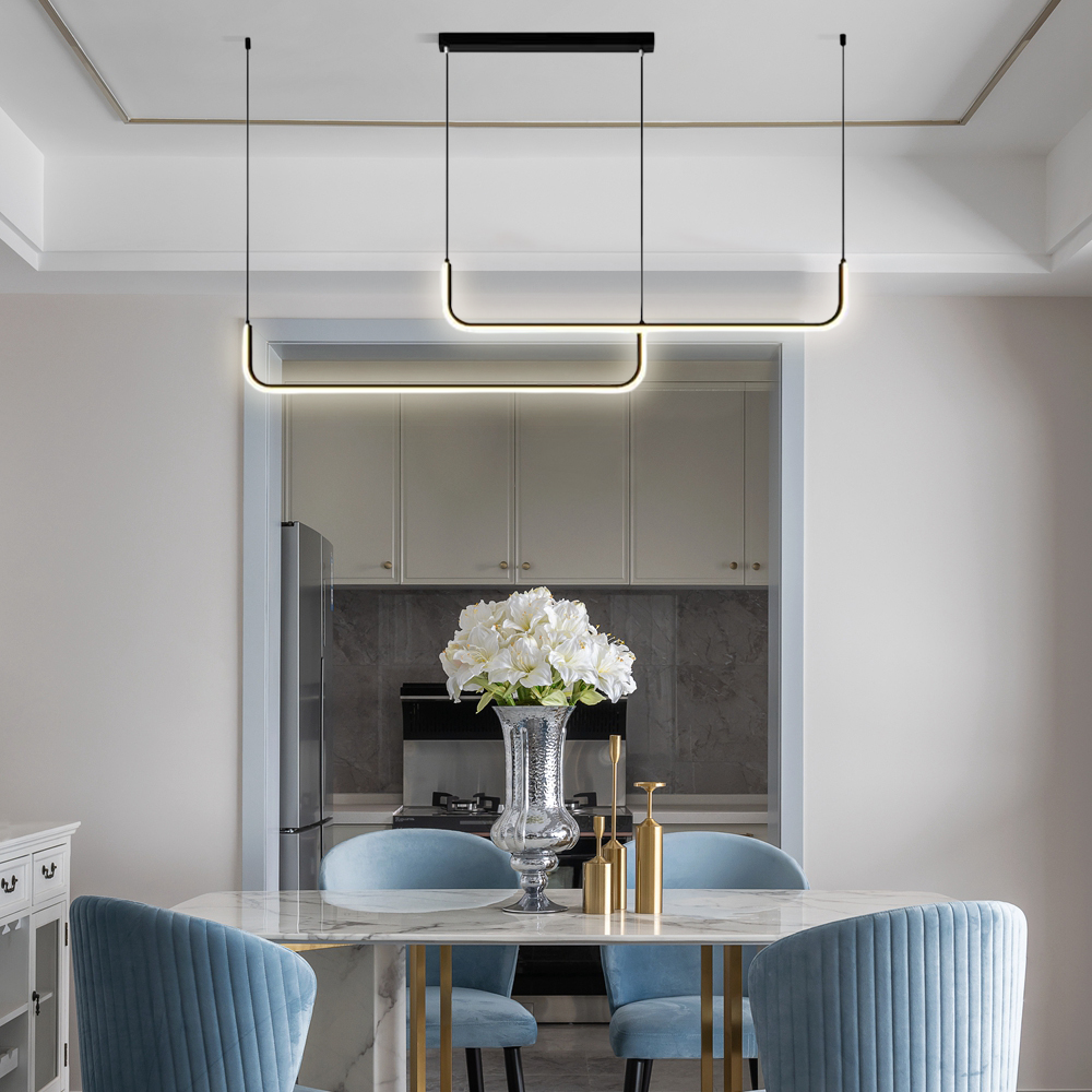 Minimalistische Pendelleuchte LED Lineare-Schwarz-Helle und gemütliche Licht 