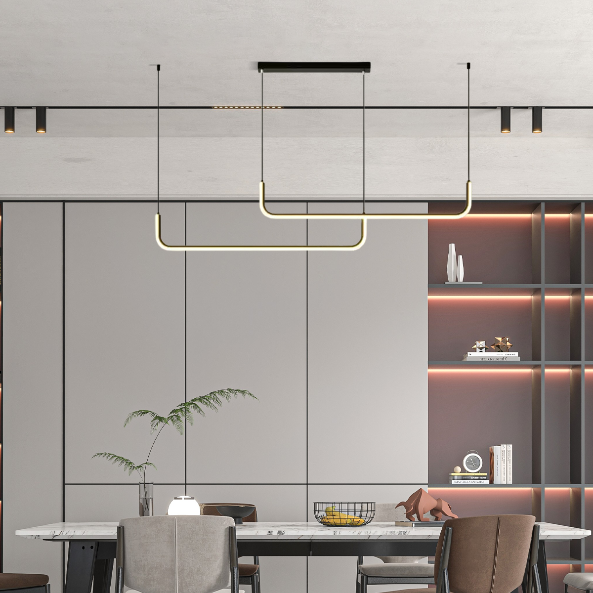 Minimalistische Pendelleuchte LED Lineare-Schwarz- eher zurückhaltend 