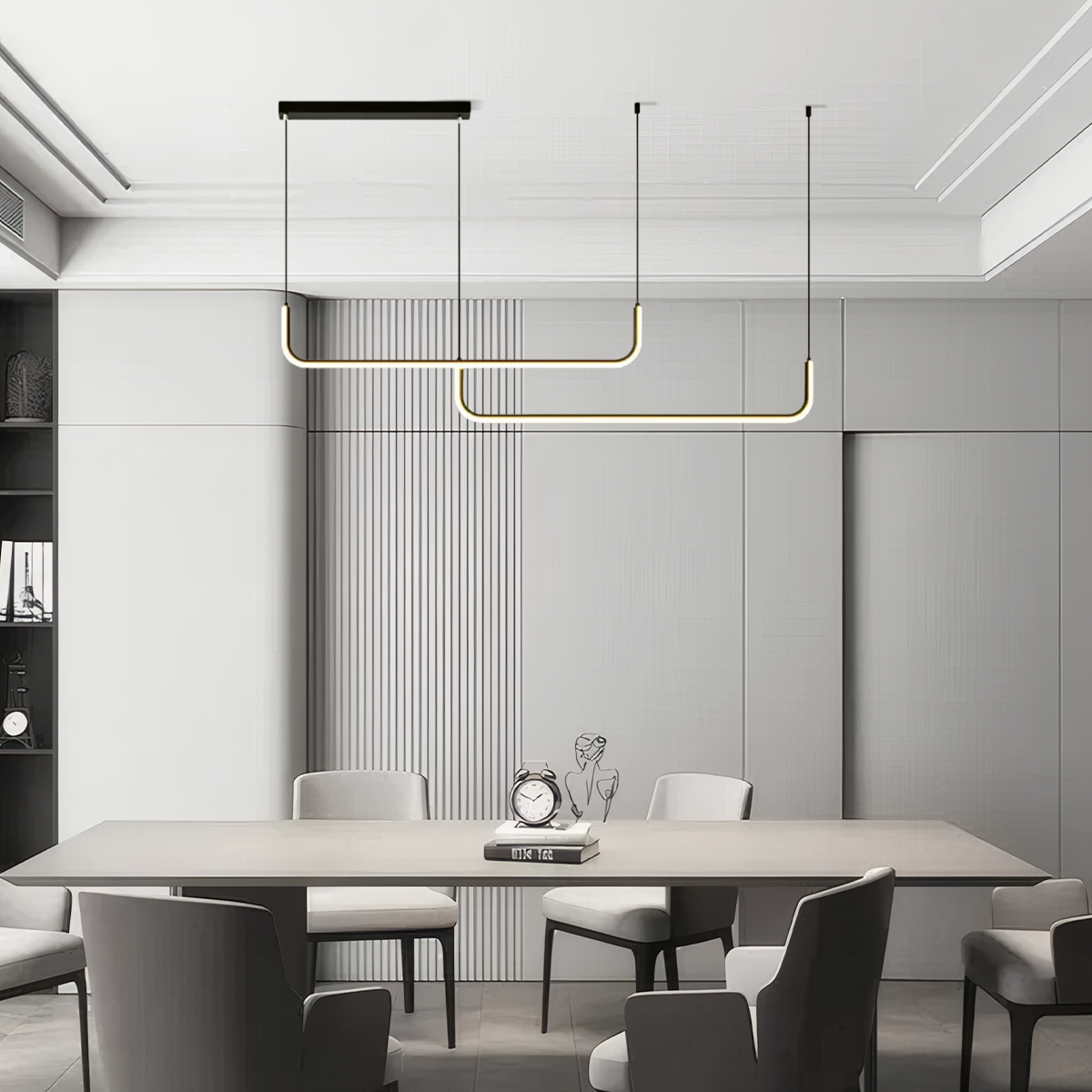 Minimalistische Pendelleuchte LED Lineare-Schwarz- Einfach und stilvoll
