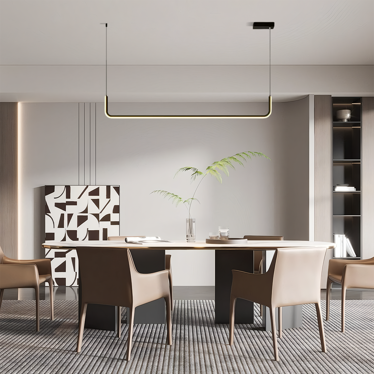 Minimalistische Pendelleuchte LED Lineare-Schwarz- ideal fuer Essenzeit