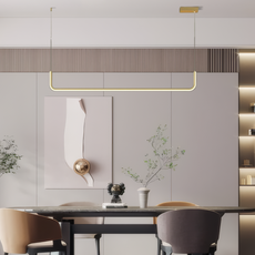 Minimalistische Pendelleuchte LED Lineare-Gold- ideal fuer Freiezeit