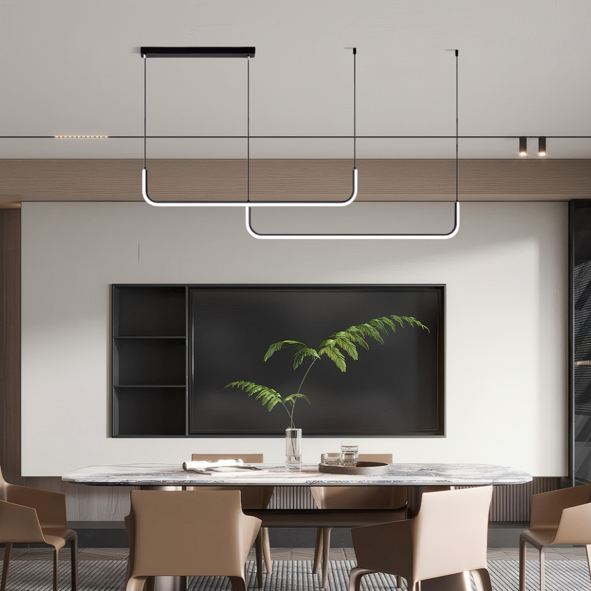 Minimalistische Pendelleuchte LED Lineare-Schwarz ideal fur moderne Raeum