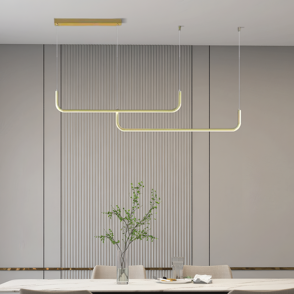 Minimalistische Pendelleuchte LED Lineare-Gold ideal fur moderne Raeum