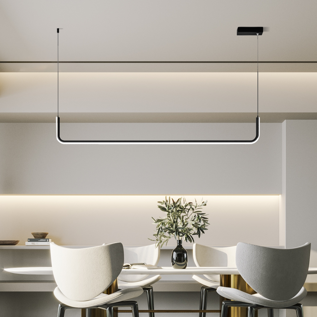 Minimalistische Pendelleuchte LED Lineare-Schwarz- Strahlend und edel