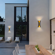 Modern Wandlampe LED Gebogene Metall Schwarz/Gold Garten/Flur