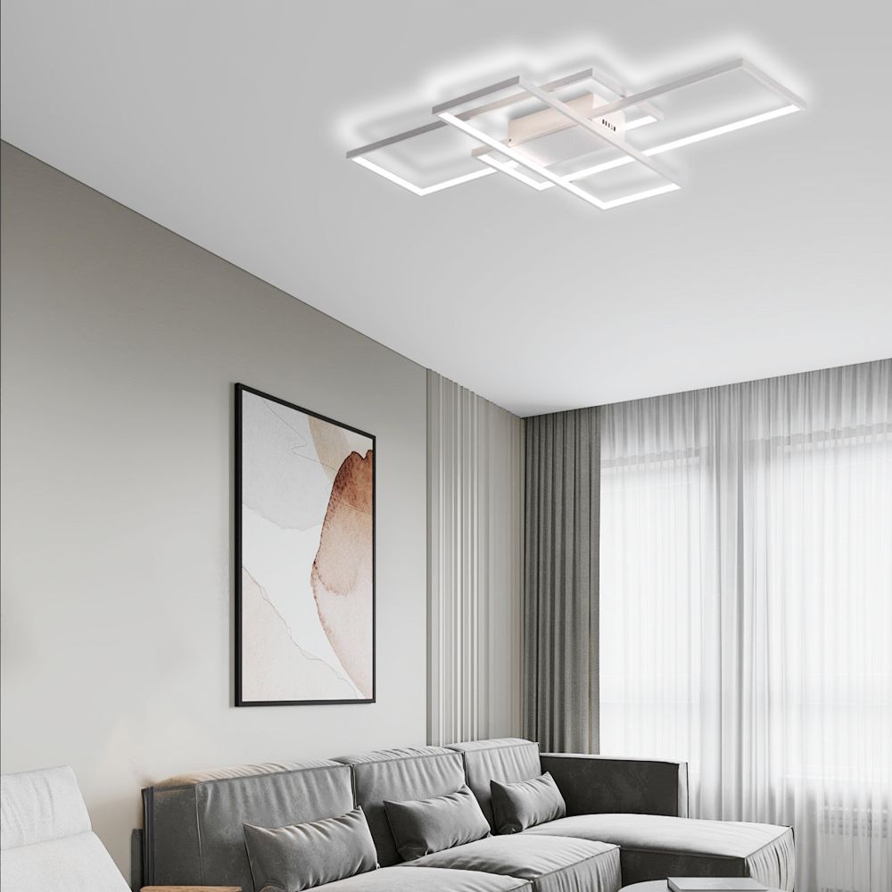 Modern Deckenleuchte LED Rechteckig Metall Weiß Wohnzimmer