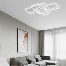Modern Deckenleuchte LED Rechteckig Metall Weiß Wohnzimmer