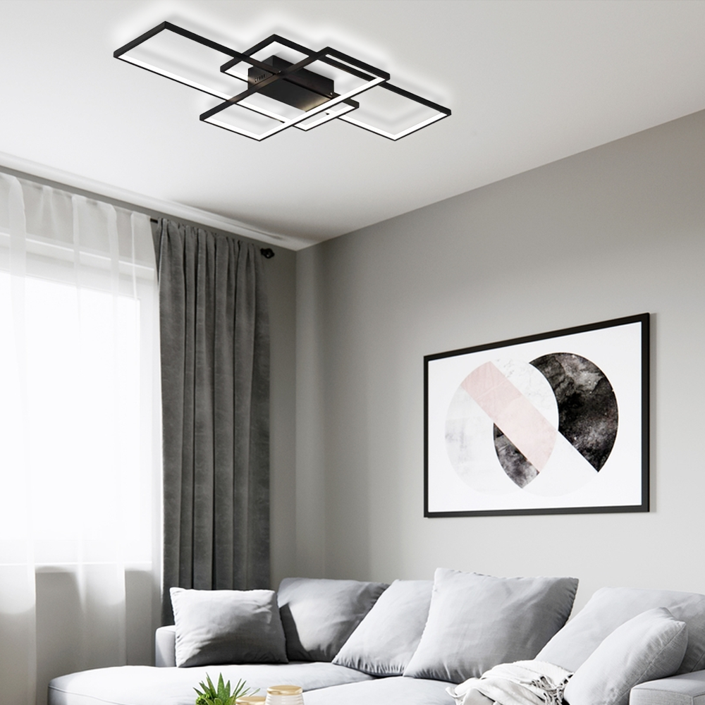 Modern Deckenleuchte LED Rechteckig Metall Schwarz Wohnzimmer