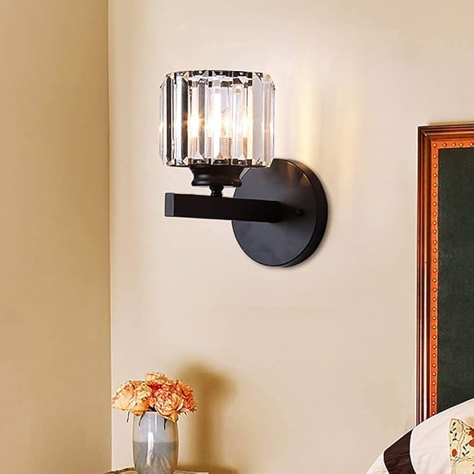 Art Deco Wandlampe Kristall Schwarz Schlafzimmer