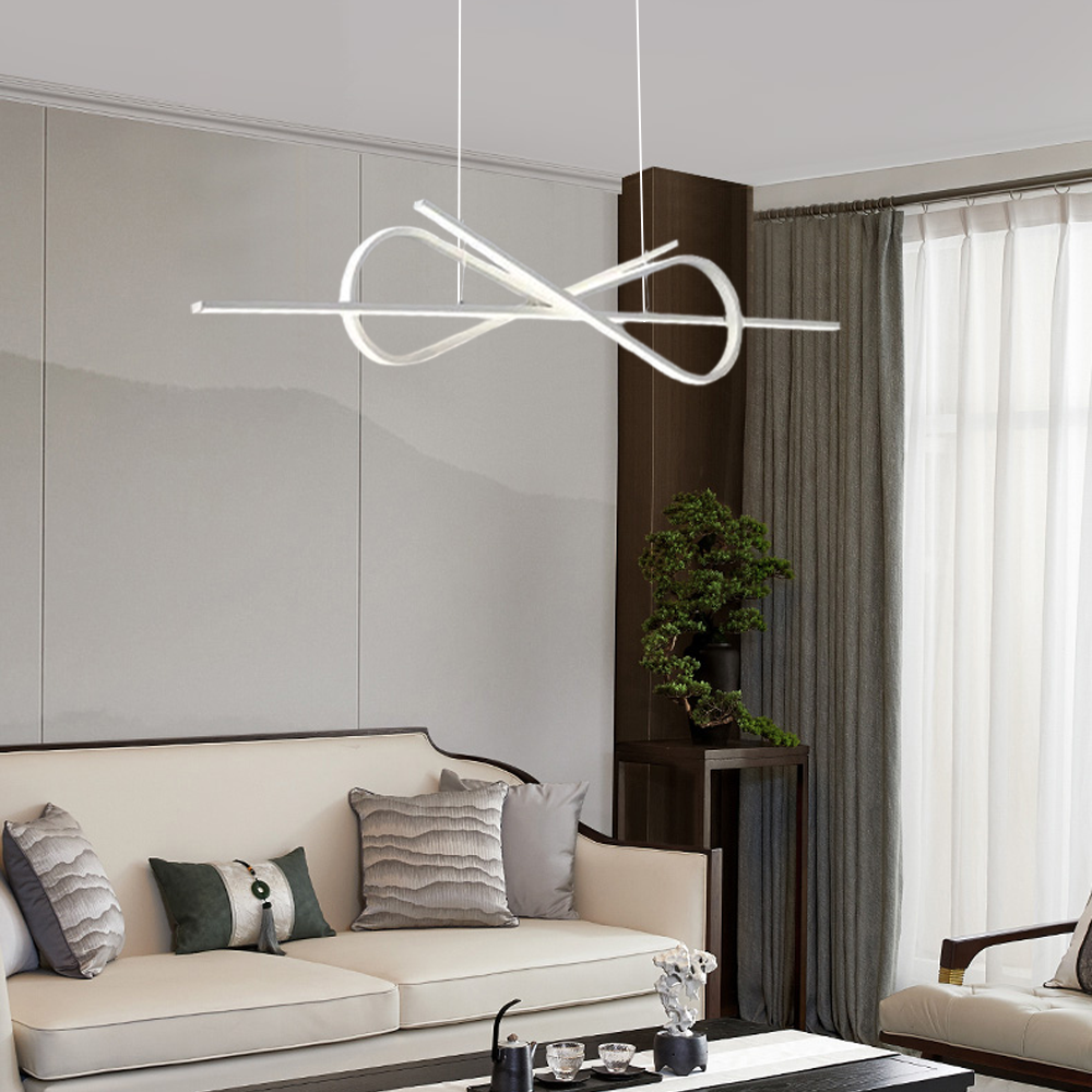 Modern Pendelleuchte LED Schleife Schwarz/Weiß Metall Esszimmer