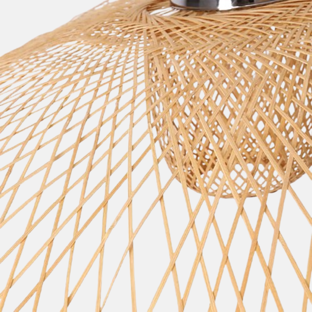 Landhausstil Pendelleuchte LED Kappenförmig Bambus Rattan 