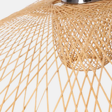 Landhausstil Pendelleuchte LED Kappenförmig Bambus Rattan 