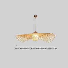 Landhausstil Pendelleuchte LED Kappenförmig Bambus Rattan 